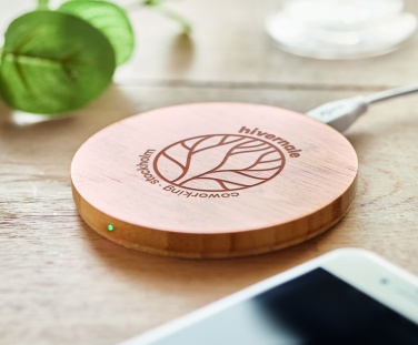 Logo trade promotional item photo of: Wireless charger bamboo 5W